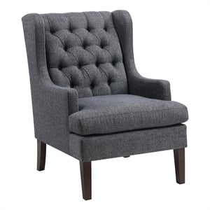 Pemberly Row Contemporary Textured Accent Chair in Charcoal Finish