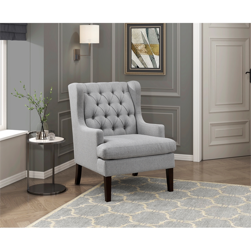 Pemberly Row Contemporary Textured Accent Chair in Gray Finish