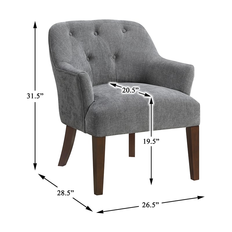 Pemberly Row Contemporary Textured Fabric Accent Chair in Charcoal