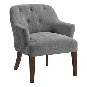 Pemberly Row Contemporary Textured Fabric Accent Chair in Charcoal
