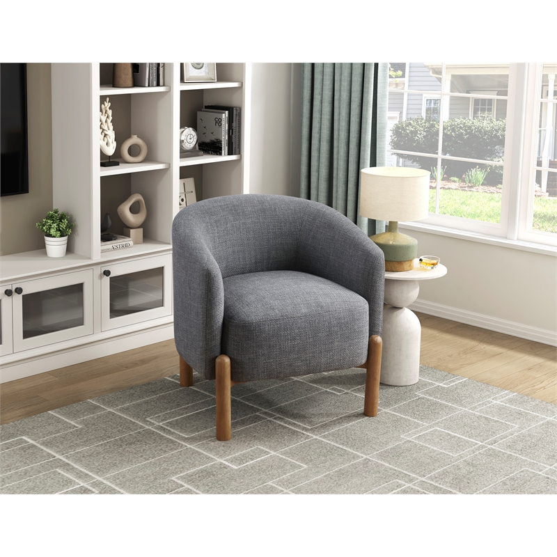 Pemberly Row Contemporary Textured Accent Chair in Gray Finish
