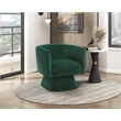 Pemberly Row Contemporary Velvet Swivel Chair in Green Finish