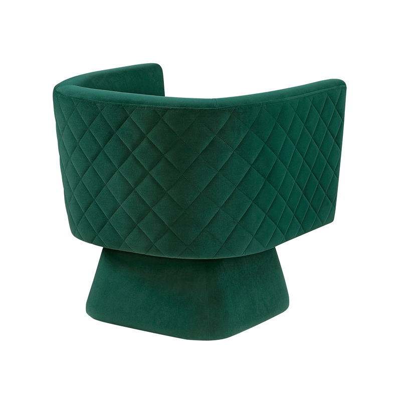 Pemberly Row Contemporary Velvet Swivel Chair in Green Finish