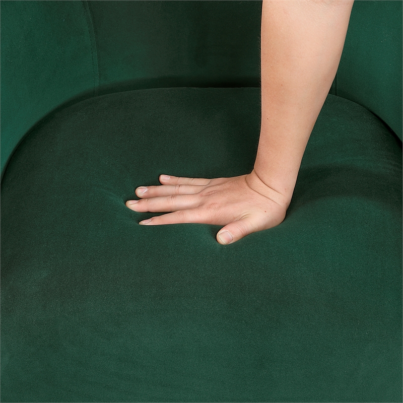 Pemberly Row Contemporary Velvet Swivel Chair in Green Finish