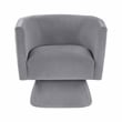 Pemberly Row Contemporary Velvet Swivel Chair in Gray Finish