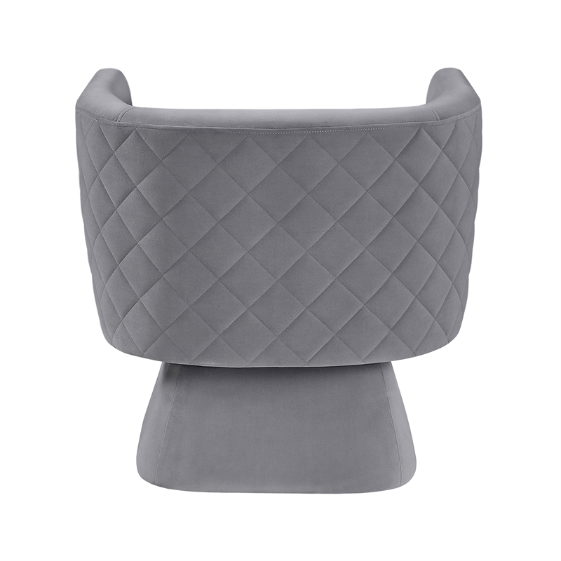 Pemberly Row Contemporary Velvet Swivel Chair in Gray Finish