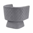 Pemberly Row Contemporary Velvet Swivel Chair in Gray Finish
