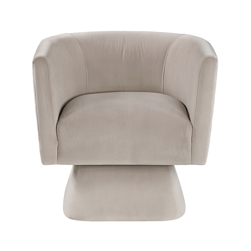 Pemberly Row Contemporary Velvet Swivel Chair in Taupe Finish
