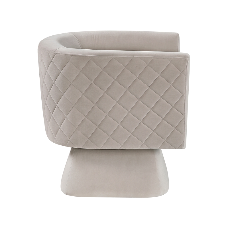 Pemberly Row Contemporary Velvet Swivel Chair in Taupe Finish