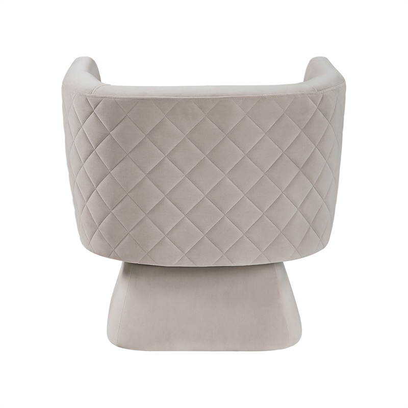 Pemberly Row Contemporary Velvet Swivel Chair in Taupe Finish