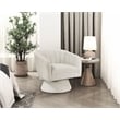 Pemberly Row Contemporary Boucle Swivel Chair in Beige Finish
