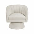 Pemberly Row Contemporary Boucle Swivel Chair in Beige Finish