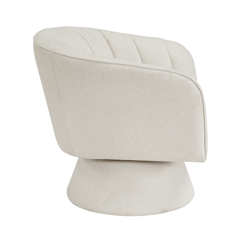 Pemberly Row Contemporary Boucle Swivel Chair in Beige Finish