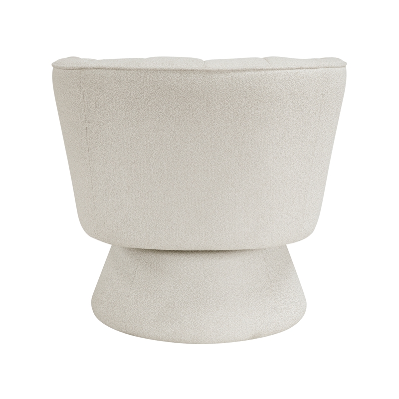 Pemberly Row Contemporary Boucle Swivel Chair in Beige Finish