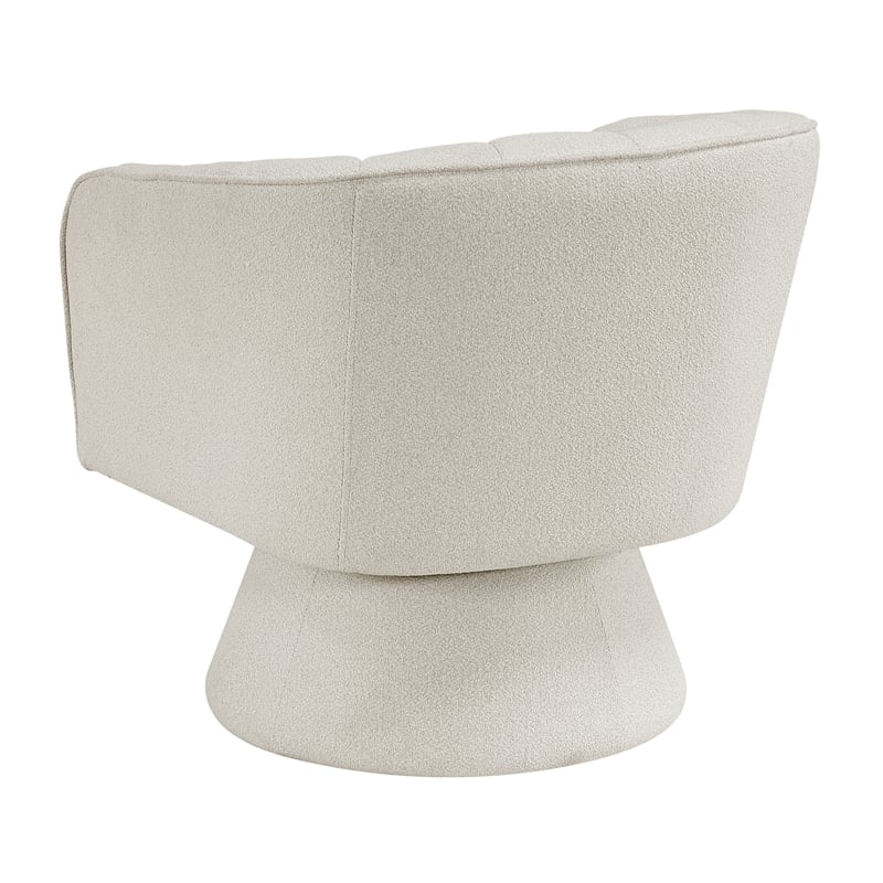 Pemberly Row Contemporary Boucle Swivel Chair in Beige Finish