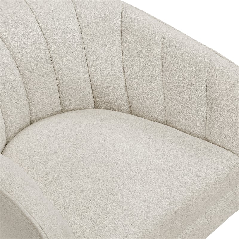 Pemberly Row Contemporary Boucle Swivel Chair in Beige Finish