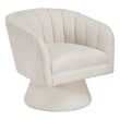 Pemberly Row Contemporary Boucle Swivel Chair in Beige Finish