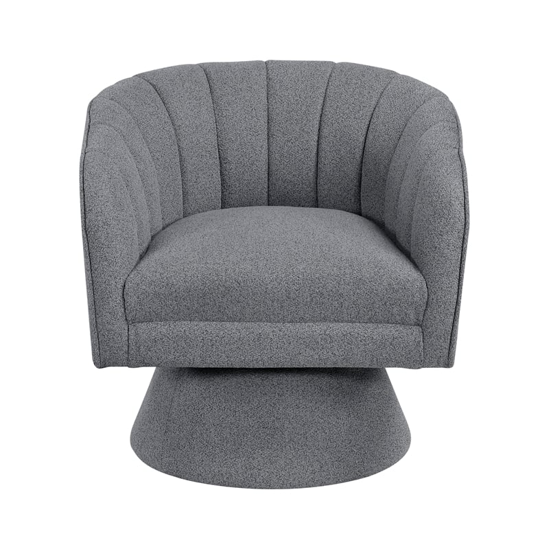 Pemberly Row Contemporary Boucle Fabric Swivel Chair in Dark Gray