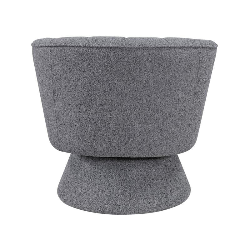 Pemberly Row Contemporary Boucle Fabric Swivel Chair in Dark Gray