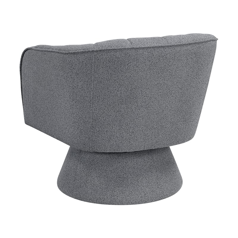 Pemberly Row Contemporary Boucle Fabric Swivel Chair in Dark Gray