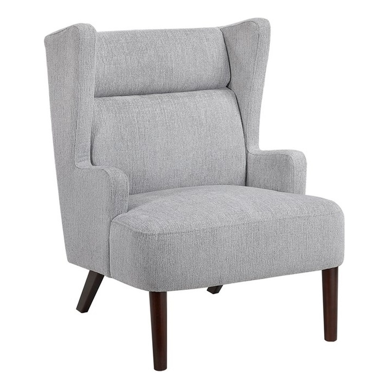 Pemberly Row Contemporary Chenille Accent Chair in Gray Finish
