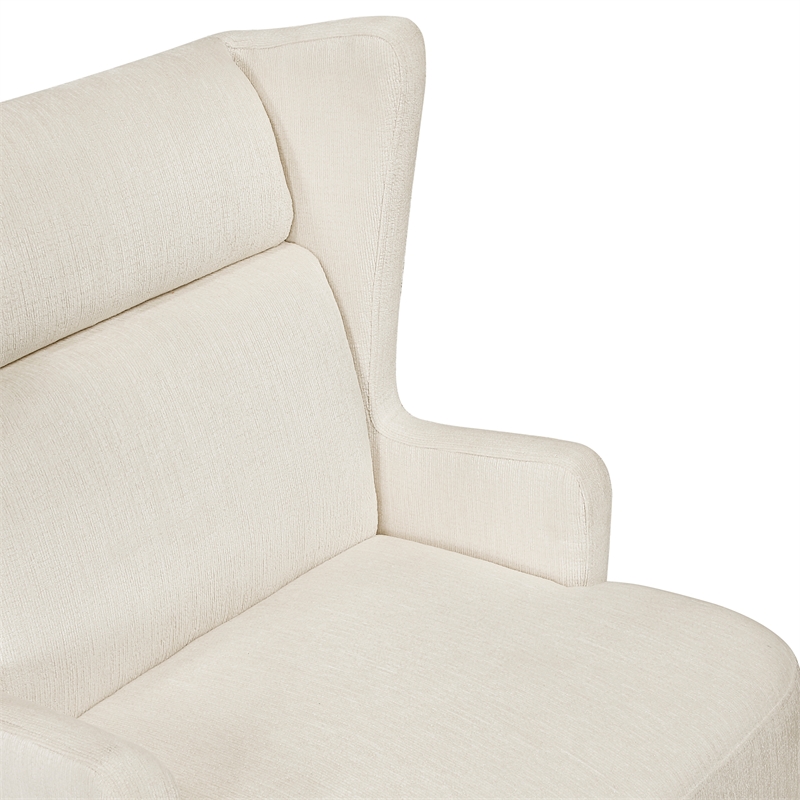 Pemberly Row Contemporary Chenille Accent Chair in Beige Finish