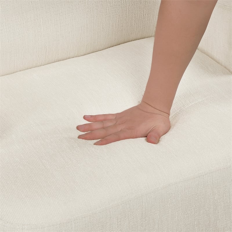 Pemberly Row Contemporary Chenille Accent Chair in Beige Finish