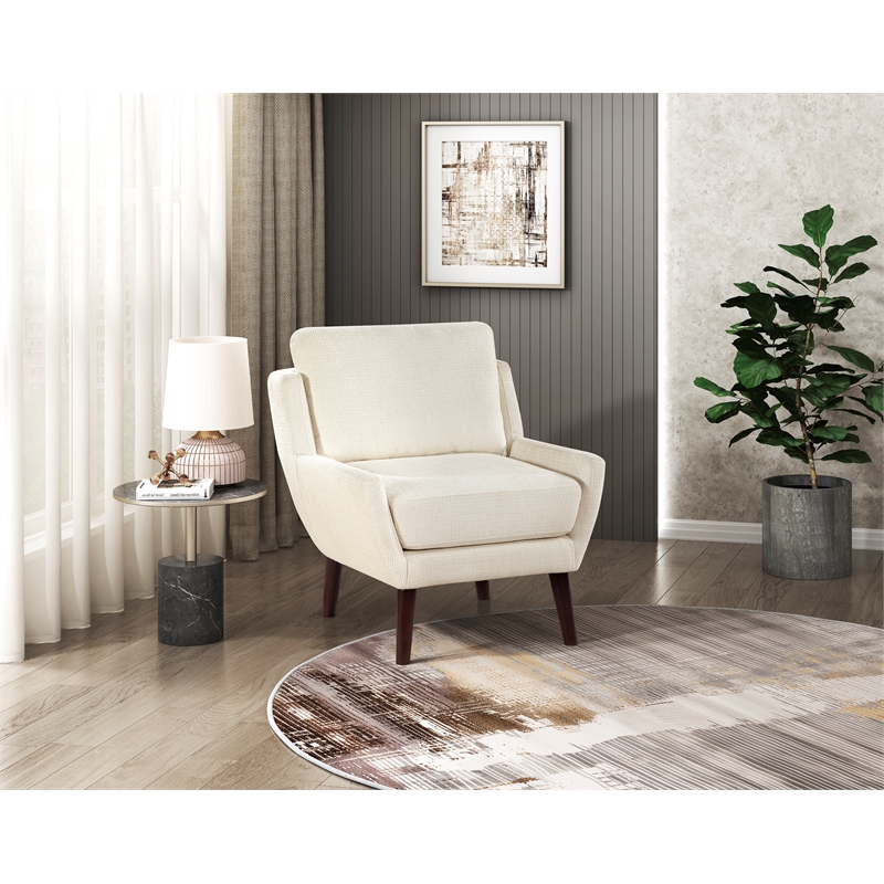 Pemberly Row Contemporary Chenille Accent Chair in Beige Finish