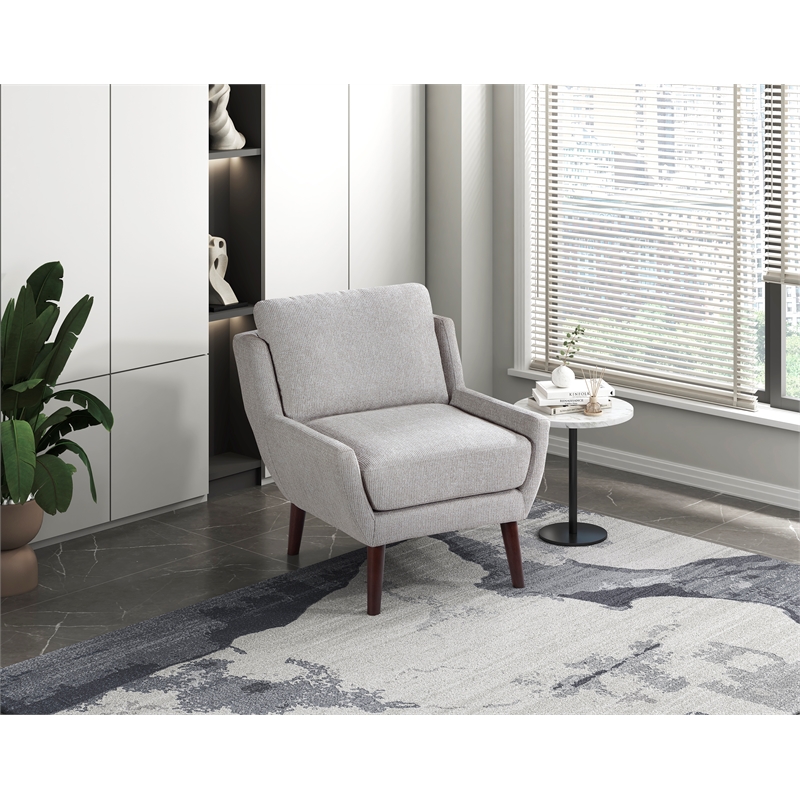Pemberly Row Contemporary Chenille Accent Chair in Gray Finish
