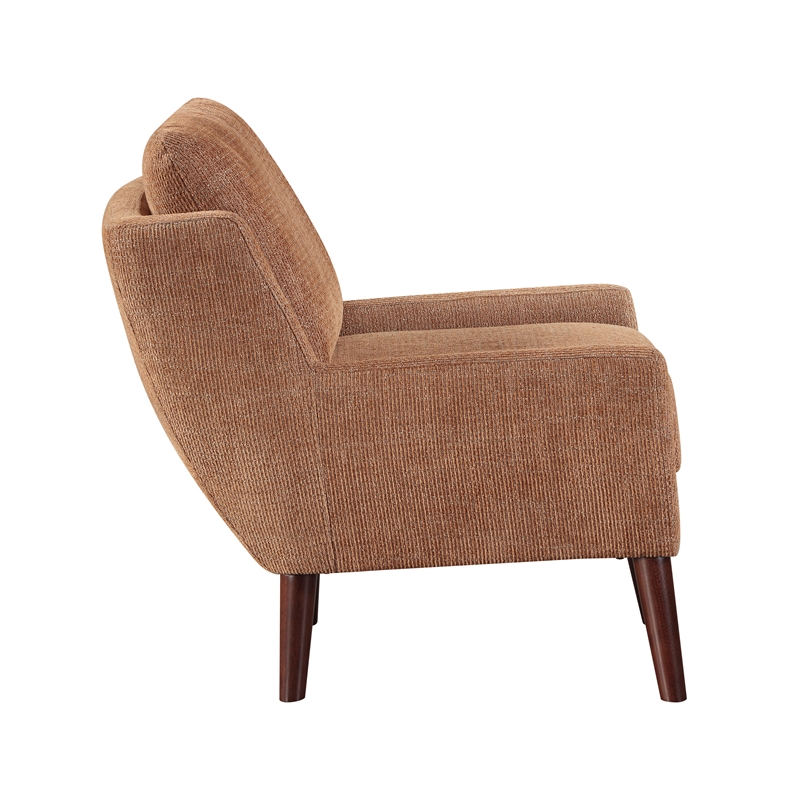 Pemberly Row Contemporary Chenille Accent Chair in Orange Finish
