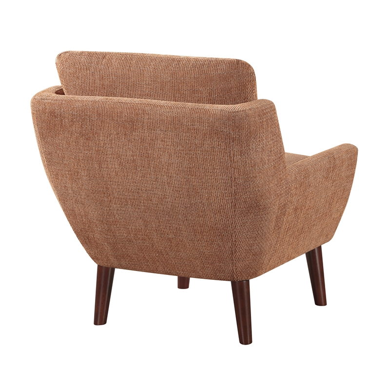 Pemberly Row Contemporary Chenille Accent Chair in Orange Finish
