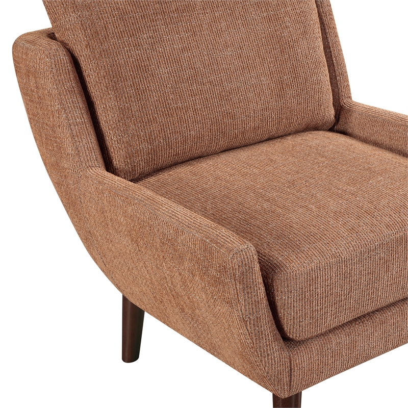 Pemberly Row Contemporary Chenille Accent Chair in Orange Finish