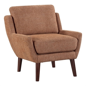 Pemberly Row Contemporary Chenille Accent Chair in Orange Finish