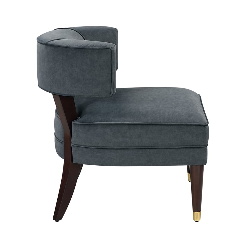 Pemberly Row Contemporary Velvet Accent Chair in Dark Gray Finish