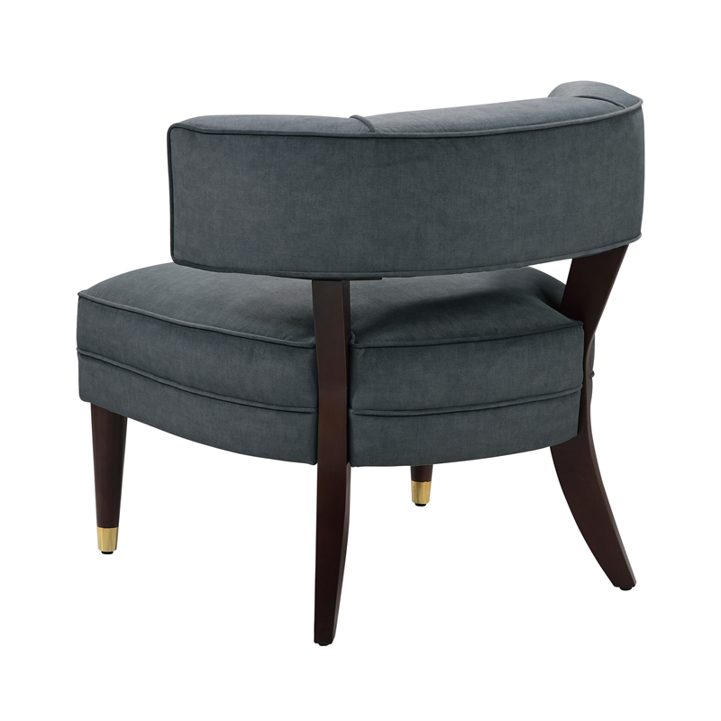 Pemberly Row Contemporary Velvet Accent Chair in Dark Gray Finish