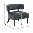 Pemberly Row Contemporary Velvet Accent Chair in Dark Gray Finish
