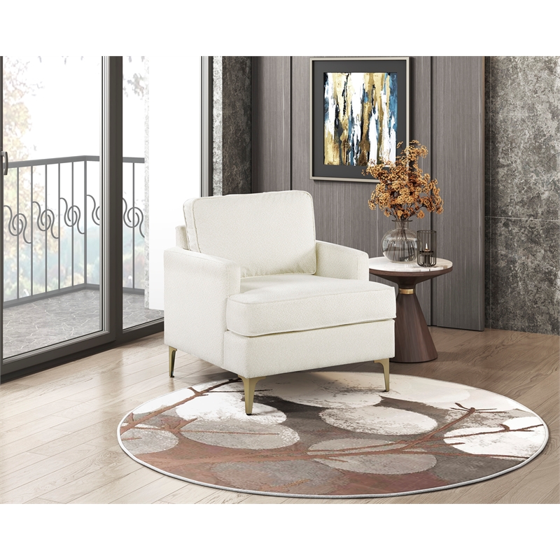 Pemberly Row Contemporary Chenille Accent Chair in Beige Finish