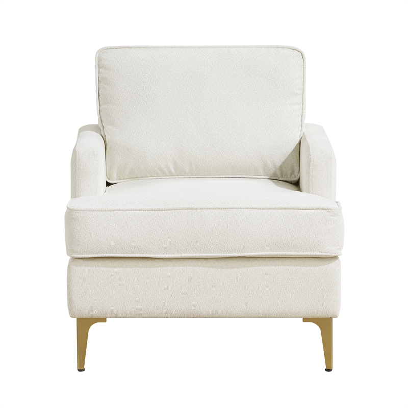 Pemberly Row Contemporary Chenille Accent Chair in Beige Finish