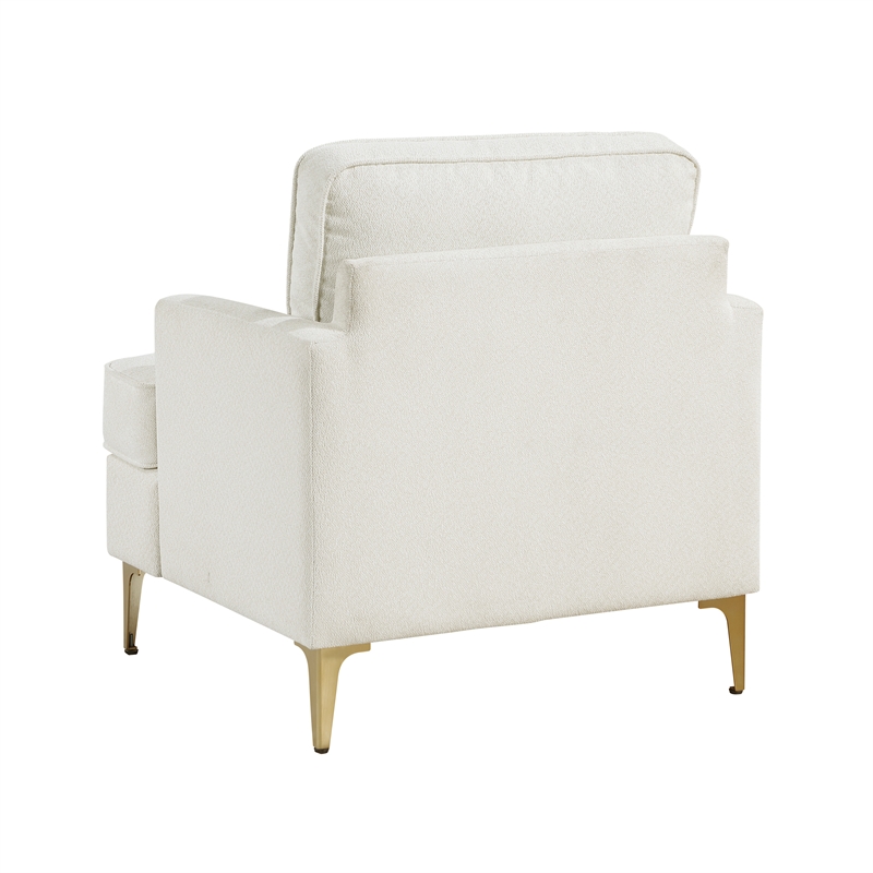 Pemberly Row Contemporary Chenille Accent Chair in Beige Finish