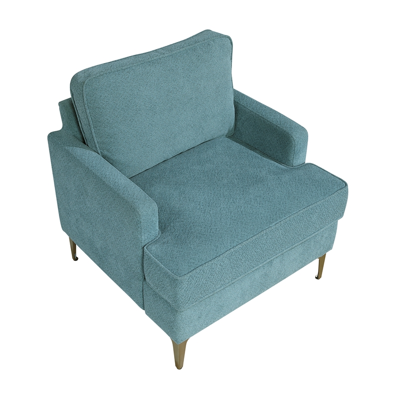 Pemberly Row Contemporary Chenille Accent Chair in Blue Finish