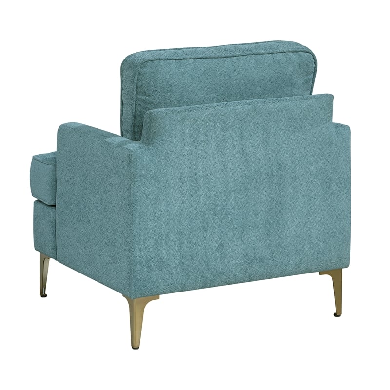 Pemberly Row Contemporary Chenille Accent Chair in Blue Finish