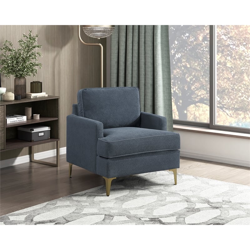 Pemberly Row Contemporary Chenille Accent Chair in Dark Gray