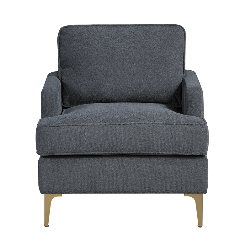 Pemberly Row Contemporary Chenille Accent Chair in Dark Gray