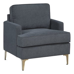 Pemberly Row Contemporary Chenille Accent Chair in Dark Gray