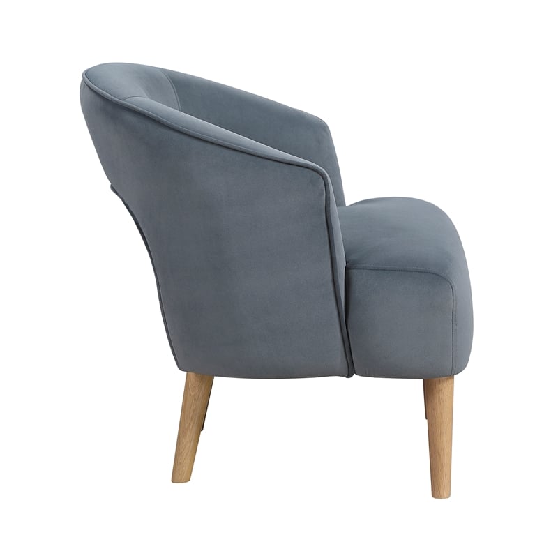 Pemberly Row Contemporary Velvet Accent Chair in Dark Gray Finish