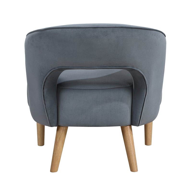 Pemberly Row Contemporary Velvet Accent Chair in Dark Gray Finish