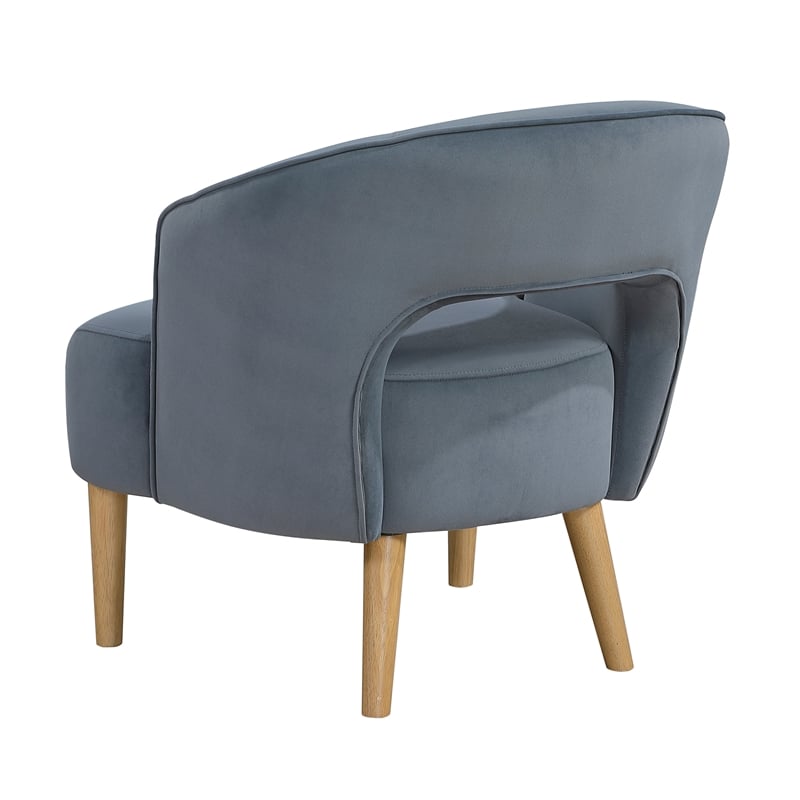 Pemberly Row Contemporary Velvet Accent Chair in Dark Gray Finish