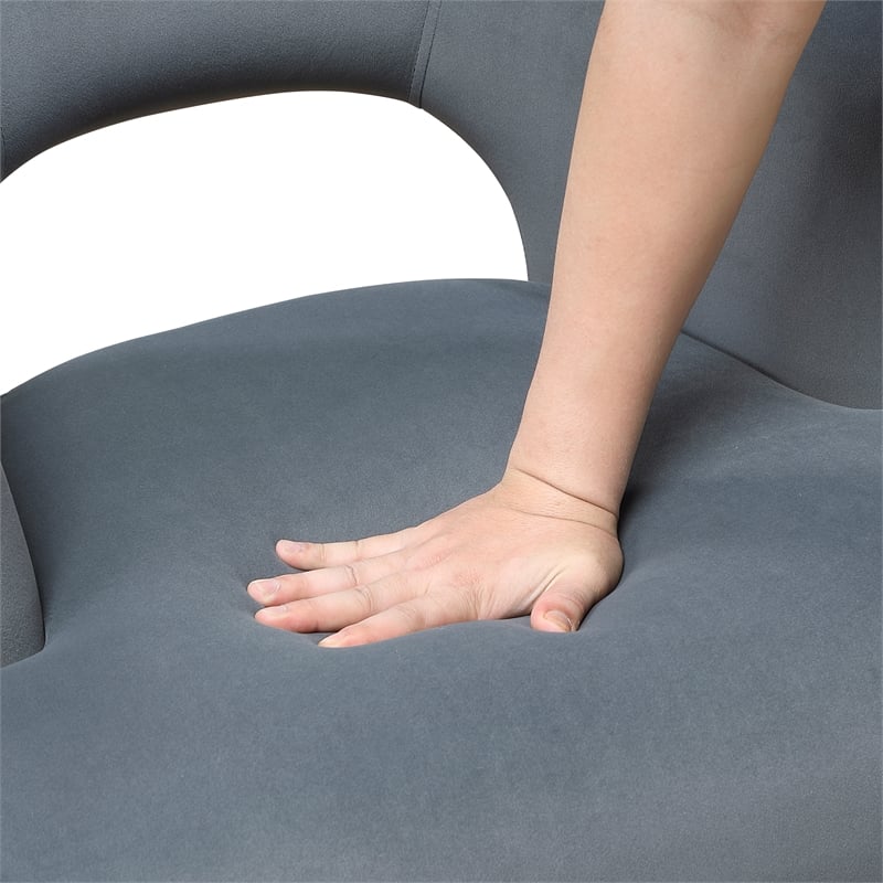 Pemberly Row Contemporary Velvet Accent Chair in Dark Gray Finish