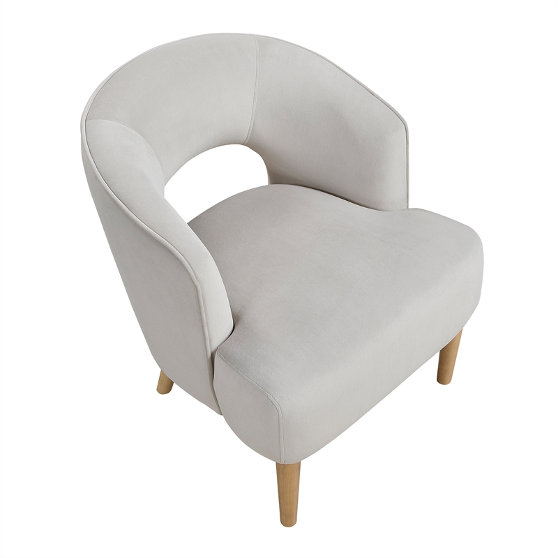 Pemberly Row Contemporary Velvet Accent Chair in Gray Finish