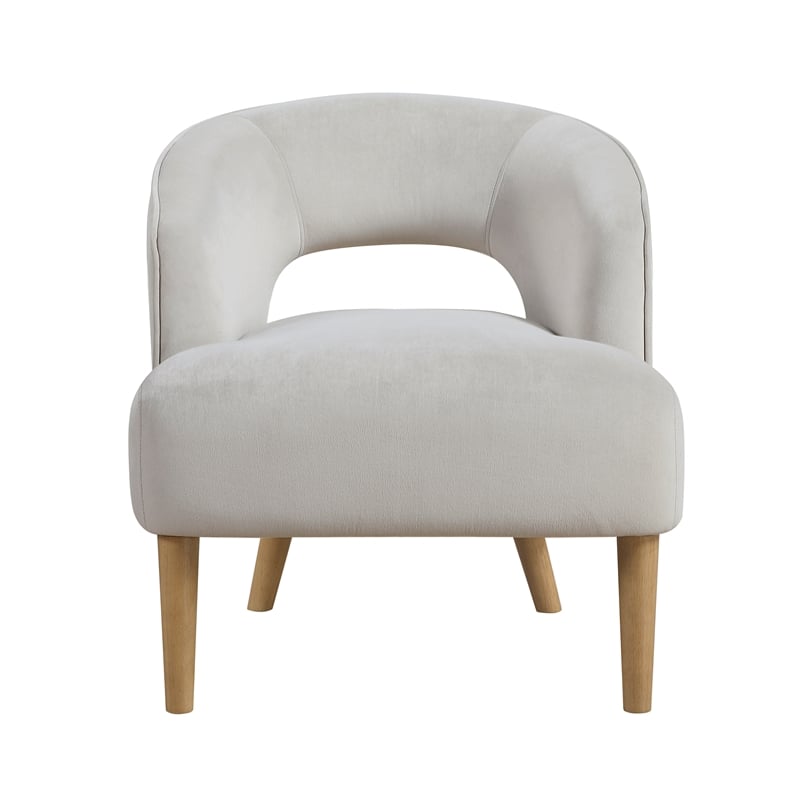 Pemberly Row Contemporary Velvet Accent Chair in Gray Finish
